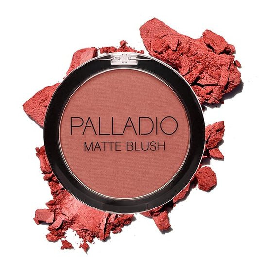 Palladio Matte Blush, Brushes onto Cheeks Smoothly, Soft Matte Look and Even Finish, Flawless Velvety Coverage, Effortless Blending Makeup, Flatters the Face, Convenient Compact, Poised-BrightBean Baby