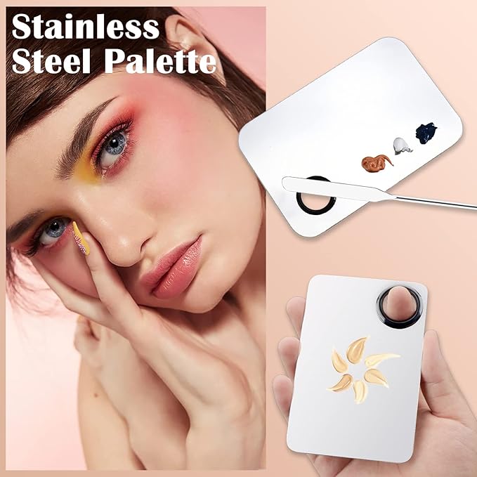 DAGEDA Stainless Steel Makeup Spatula Set, Makeup Mixing Palette Make up Spatula Tool, Foundation Spatula Makeup Foundation Mixing Pigment Palette, Cosmetic Spatula Foundation Palette Make up Tool-BrightBean Baby