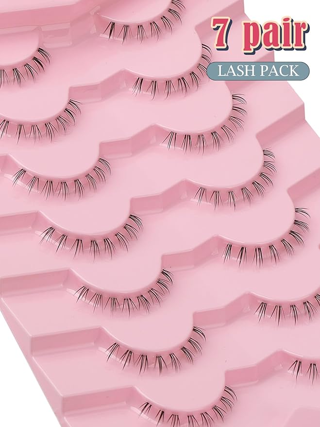 Lashes Natural Bottom Lashes 8mm Lower False Eyelashes Natural Look Strip Lashes Extention Wispy Bottom Eyelashes Fake Lashes Pack 7 Pairs-BrightBean Baby