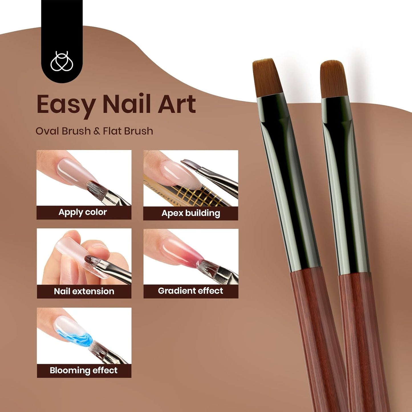 Beetles Nail Art Brushes Set, 6 PCS Multifunctional Nail Brushes for Nail Art Wooden Liner Brush Nail Drawing Pen Nail Art Tools with Nail Brush Holder&Palette for Nail Art Design-BrightBean Baby