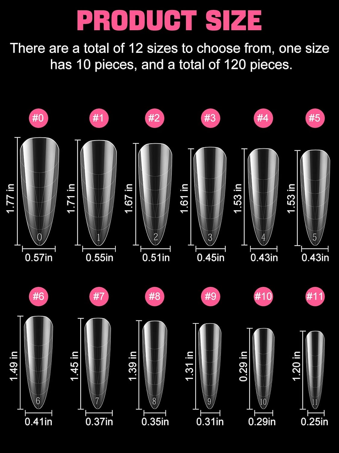 Nail Dual Forms for Poly Nail Gel EBANKU 120Pcs Stiletto Extension Gel Nail Molds Clear Acrylic Nail Tips, Full Cover Reusable Nail Forms for Builder Nail Gel Nail Art Design Salon&DIY-BrightBean Baby