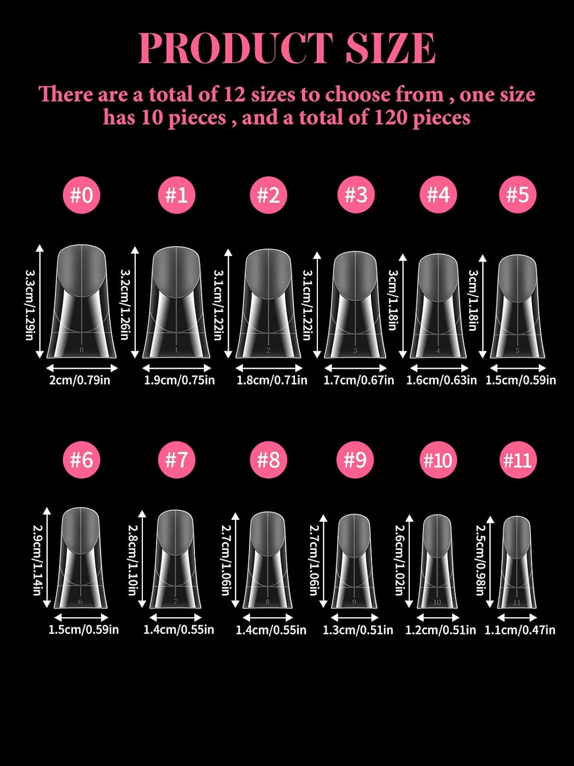 EBANKU Duck Nail Dual Forms for Poly Nail Extension, 120PCS Medium Length Duck Nail Tips Reusable Full Cover French Tip Molds for Builder Gel Nail Art Design Salon&DIY, 12 Sizes-BrightBean Baby