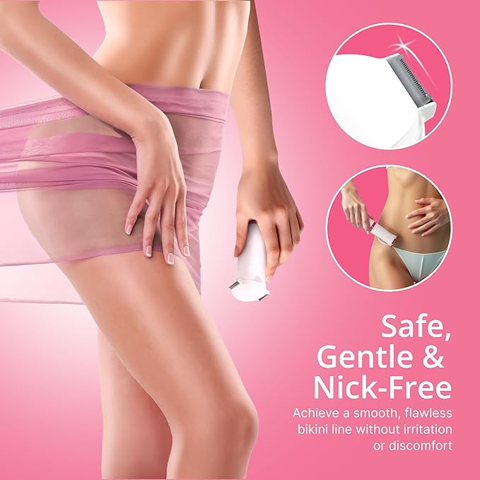 Clio PALMPERFECT Electric Bikini Trimmer - Travel-Friendly Hair Shaver for Smooth, Dual Blade for Close Shave, Use Wet or Dry - Battery-Powered + Trimming Guide Included-BrightBean Baby