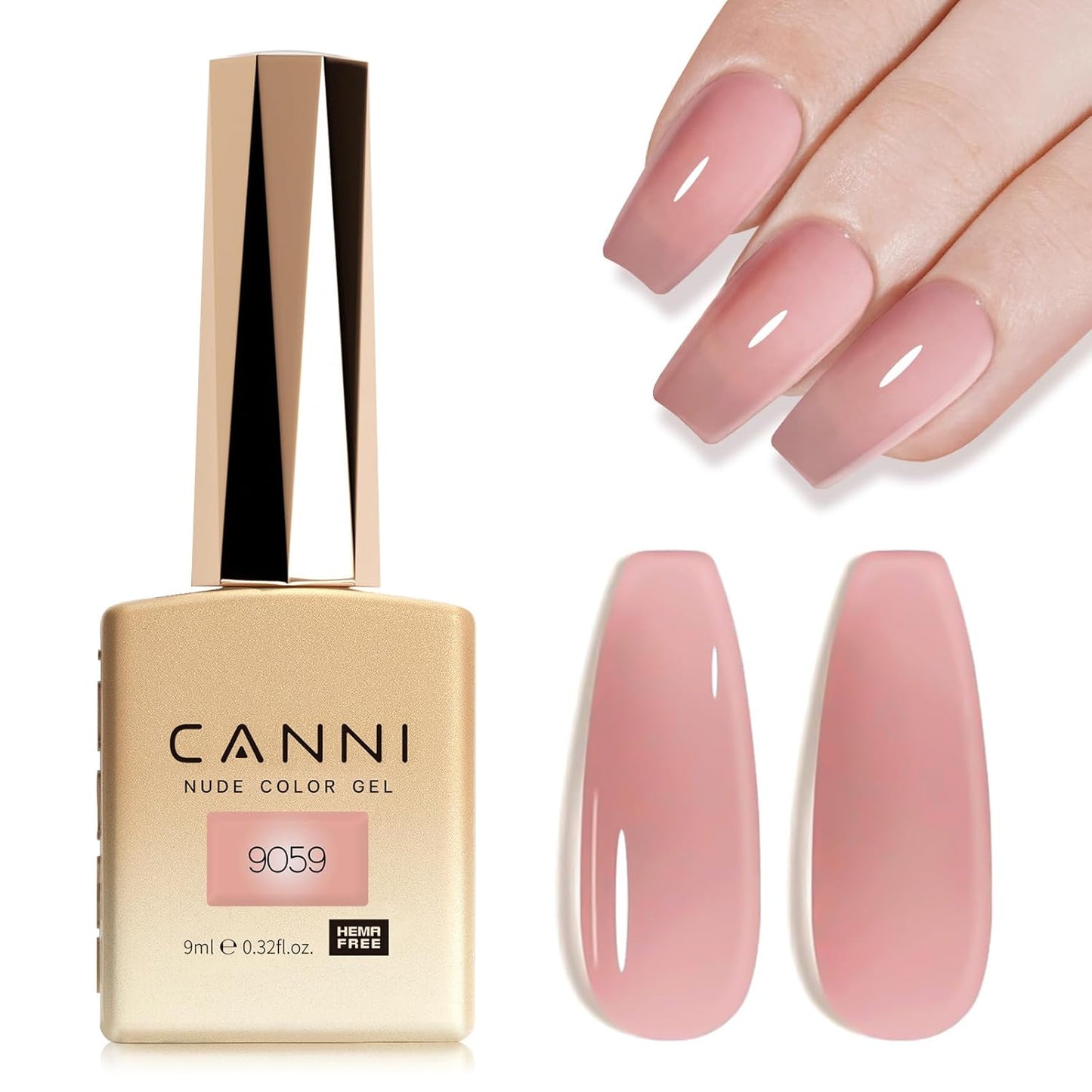CANNI Pink Jelly Gel Polish – 9ML Translucent Sheer Nude Soak-Off UV/LED Gel Nail Polish for DIY Manicure or Salon Use-BrightBean Baby