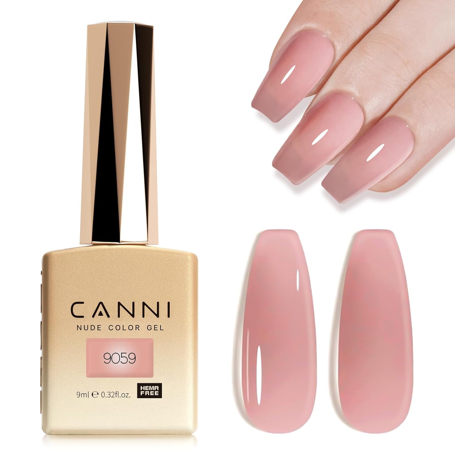 CANNI Pink Jelly Gel Polish – 9ML Translucent Sheer Nude Soak-Off UV/LED Gel Nail Polish for DIY Manicure or Salon Use-BrightBean Baby