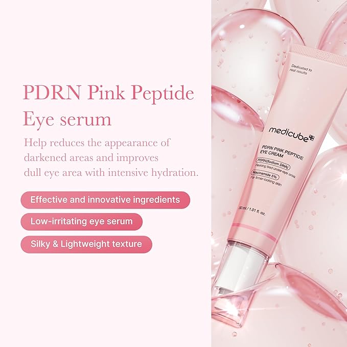medicube Salmon DNA PDRN Pink Peptide Eye Serum with Niacinamide and 99% Purity Retinol for Fine Lines, Uneven Skin Tone, Korean Skin Care 1.01fl.oz-BrightBean Baby