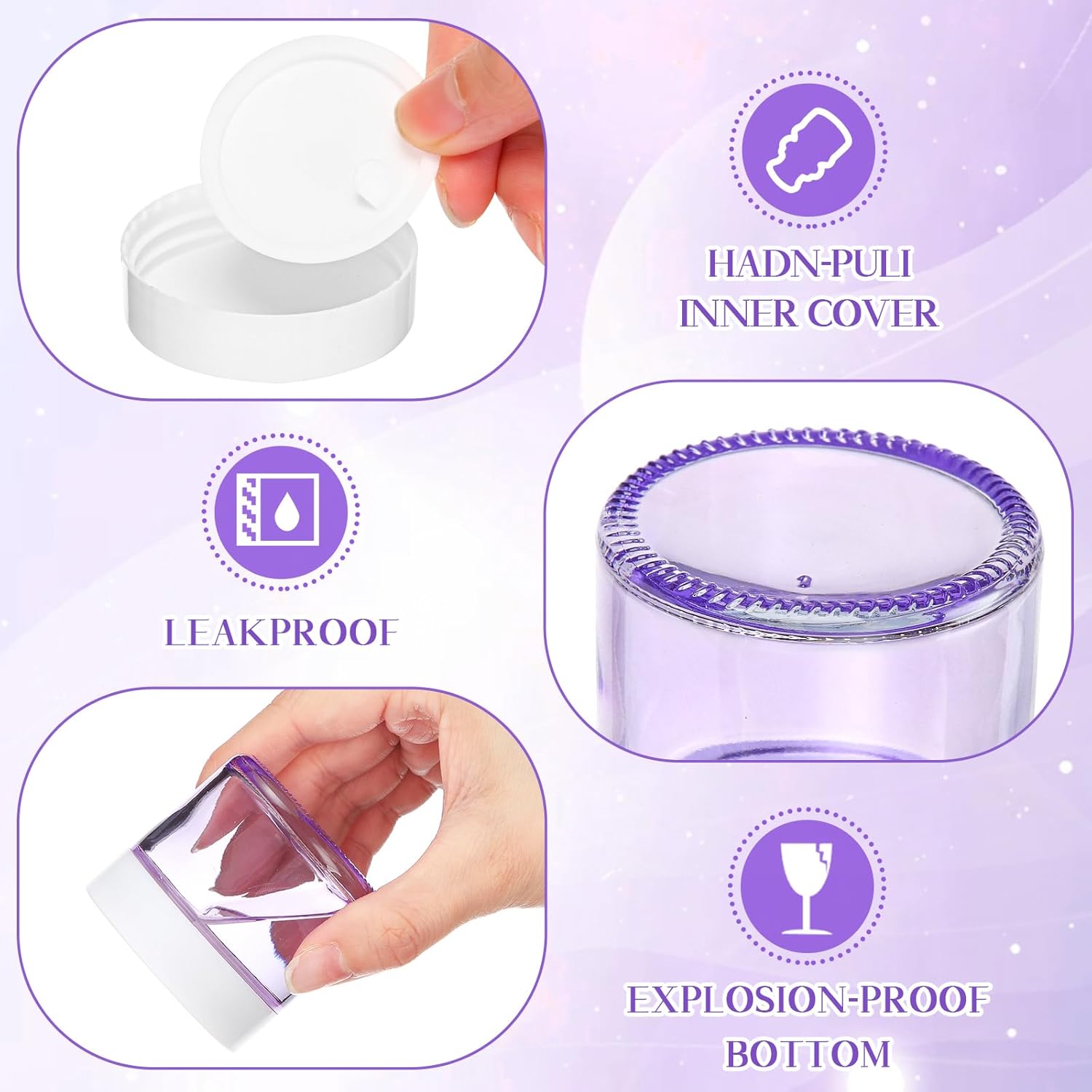 Domensi 32 Pcs 2 oz Glass Jars with Lids Travel Size Round Leakproof Empty Cosmetic Jars with Inner Liners Lid for Storing Makeup Lotions Face Cream Ointments Candle DIY Making (Light Purple)-BrightBean Baby