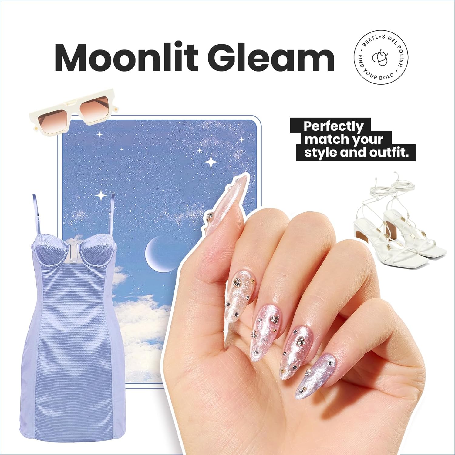 Beetles Pearl Nail Polish Set 6 Colors 15 ML Quick-drying Shimmer Glitter Pearl White Pink Blue Mermaid Nail Polish Kit, Spring Pastel Iridescent DIY Manicure Gift for Women-BrightBean Baby