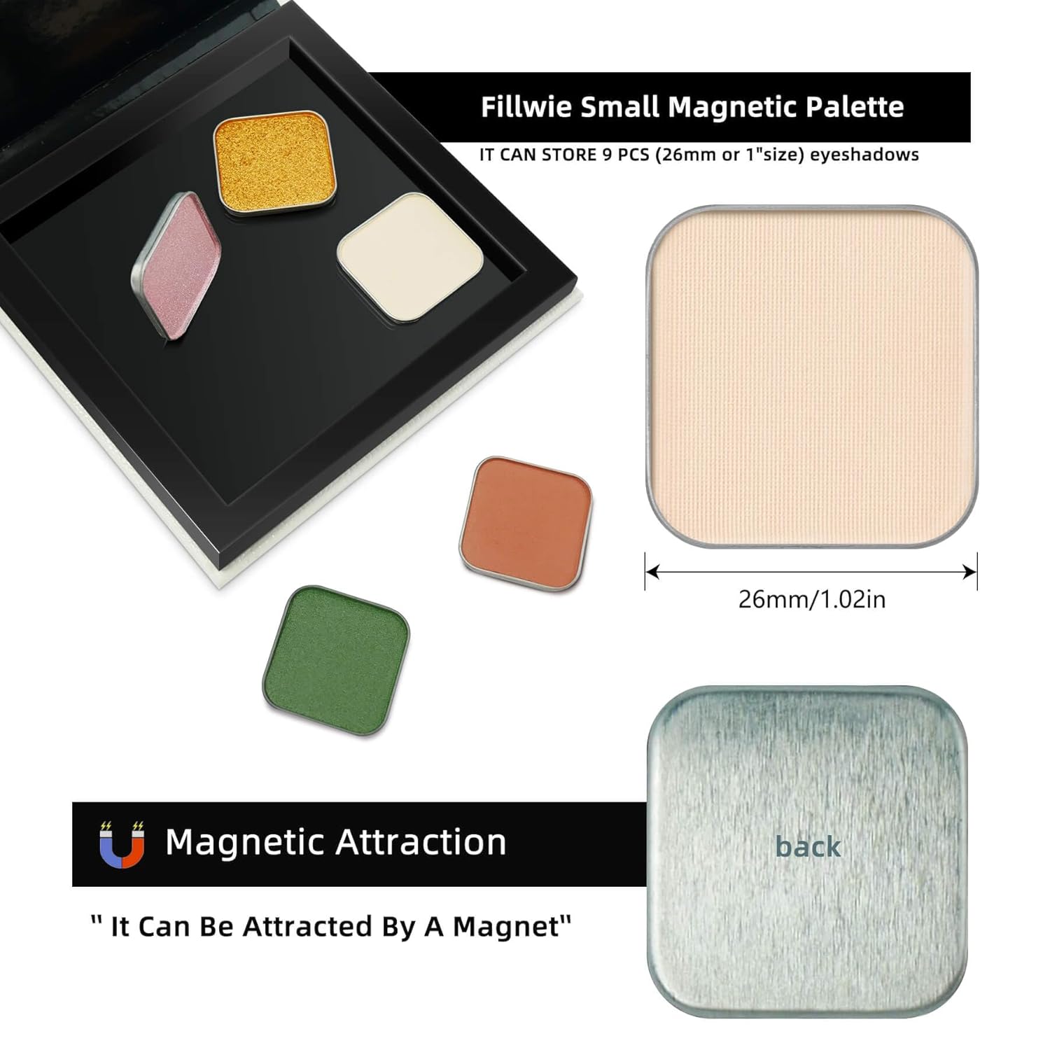 Single Matte Eyeshadow with Metal Pan, Long-lasting Natural Nude Color No-Makeup Look, Palette Refill, Base Eyeshadow Powder for Empty Magnetic Palette (Ivory Elegance)-BrightBean Baby