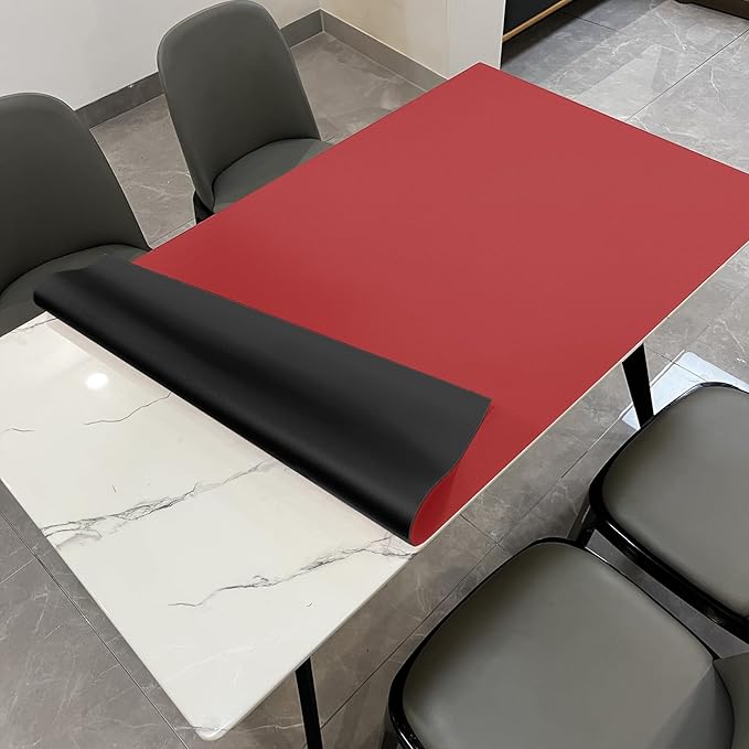 Leather Table Cover,1.8mm Thick,36x72 Inch Table Protector,Table Protector for Dining Room Table,Dining Table Cover,Table Pads for Dining Room Table Rectangular(Black+Wine Red,36x72)