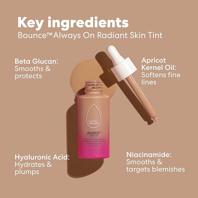 Beautyblender 12-Hour Always on Radiant Skin Tint, Breathable Serum Foundation Stays Put for All Day Long Wear, Infused with Hyaluronic Acid & Niacinamide, Light 4-BrightBean Baby