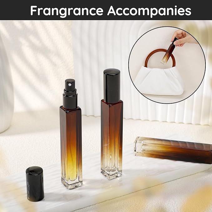 Segbeauty Empty Atomizer, 2pcs 10ML Travel Size Refill Bottle with Funnel and Dropper, Portable Glass Spray Bottle Cologne Dispenser Toiletries Sample Bottles Perfume Making Kit Amber-BrightBean Baby