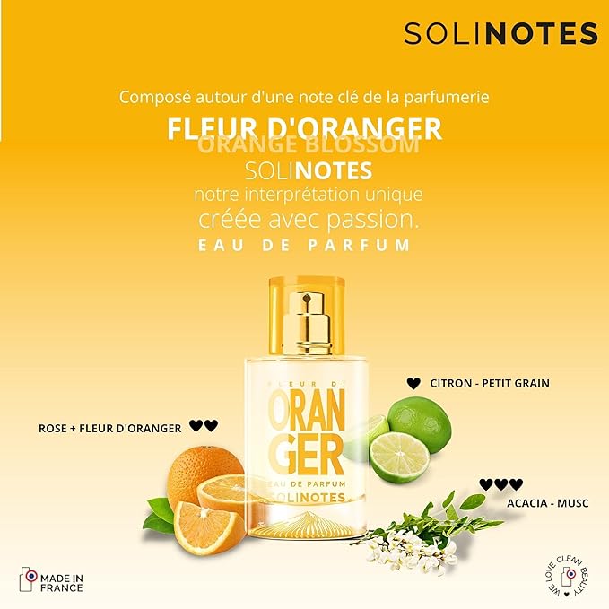 Solinotes Orange Blossom Perfume for Women & Men, 1.7 Fl Oz/ 50 ML Eau De Parfum, Delicate Floral and Soothing Scent with Premium Ingredients - Clean Perfume, Cruelty Free, Vegan, Made in France-BrightBean Baby