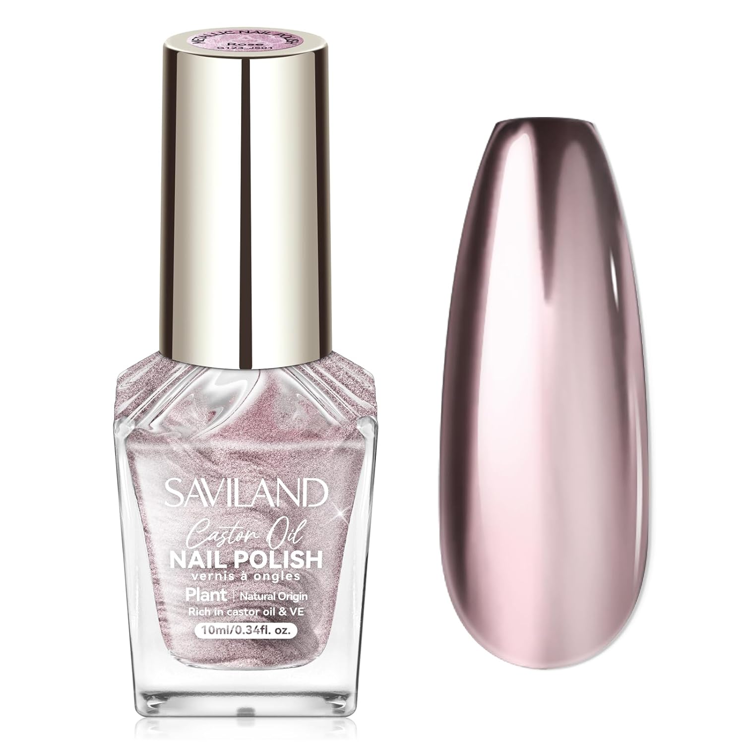 SAVILAND Metallic Nail Polish Rose Glod: Quick Dry Mirror Pink Nail Polish Regular Chrome Fingernail Polish Easy To Use & Remove No Curing Needed Bulk Nail Lacquer for Toes Nail Art DIY Home 0.34 oz-BrightBean Baby