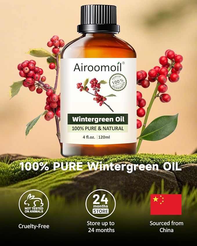 Pure Wintergreen Essential Oil, 100% Pure Natural Wintergreen Essential Oil, Premium Grade Essential Oils for Diffusers for Home, Skin, Care Massage, Soap Make, Aromatherapy, 4 Fl Oz | 120ml-BrightBean Baby