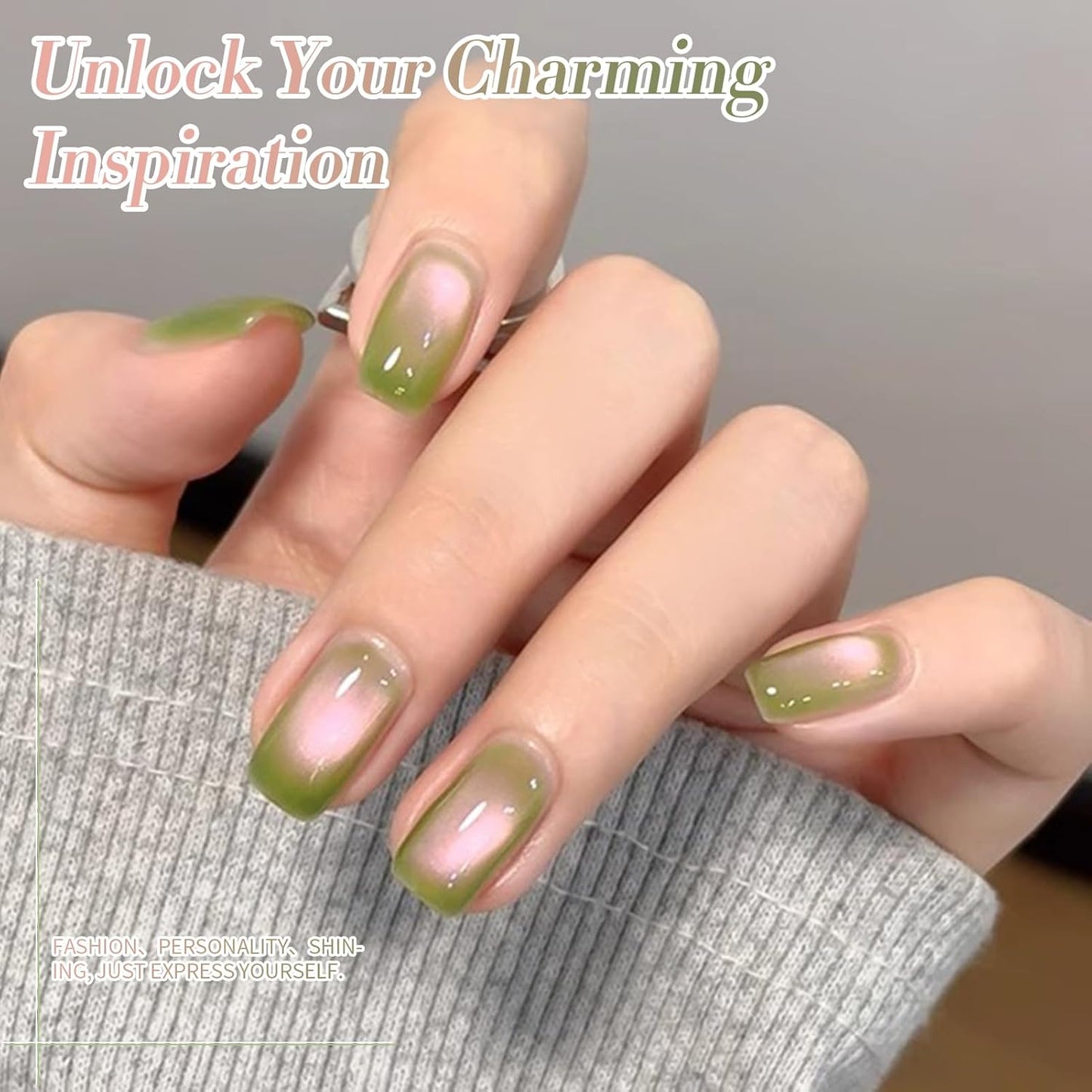 BORN PRETTY Cat Magnetic Eye Gel Nail Polish,Sweet Guava Green Pink Magnetic Gel Polish Manicure Nail Art DIY 15ml-BrightBean Baby