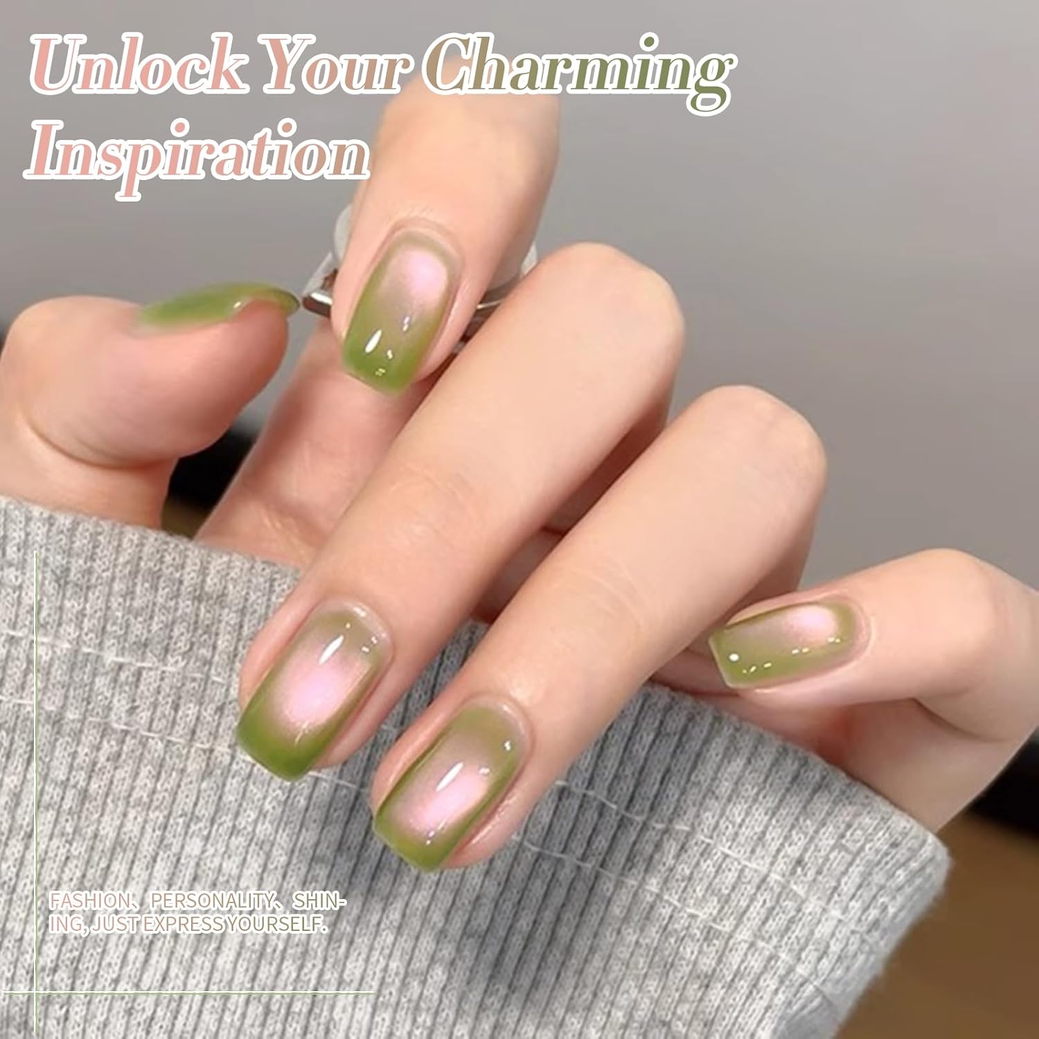 BORN PRETTY Cat Magnetic Eye Gel Nail Polish,Sweet Guava Green Pink Magnetic Gel Polish Manicure Nail Art DIY 15ml-BrightBean Baby