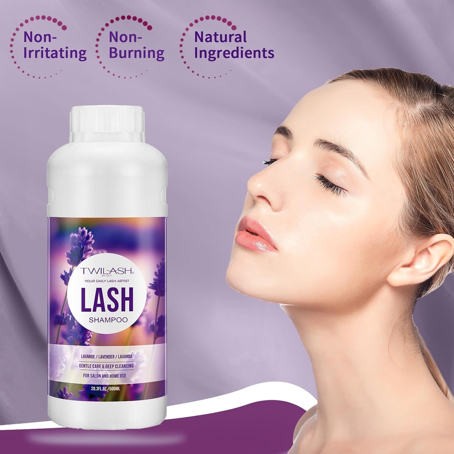 Lash Shampoo Bulk, Eyelash Cleanser for Extensions 1 Liters, Safe Makeup Remover, Non-irritating or Burning Formula Eyelid Foaming Cleanser for Professional Salon and Home Use (Lavender-1L)-BrightBean Baby