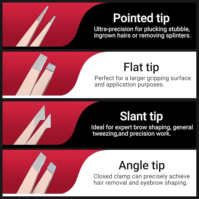 TsMADDTs Tweezers for Women Facial Hair, 8 in 1 Eyebrow Kit with Tweezers, Eyebrow Trimmer Scissors, Razor, Brush with Travel Bag, Hair Plucking Daily Beauty Tools-BrightBean Baby