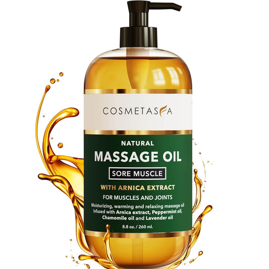 Cosmetasa Sore Muscle Massage Oil - 8.8 oz, Soothes Muscle and Joint with Arnica Extract, Peppermint, Chamomile, and Lavender Oil (8.8 oz, Sore Muscle)-BrightBean Baby