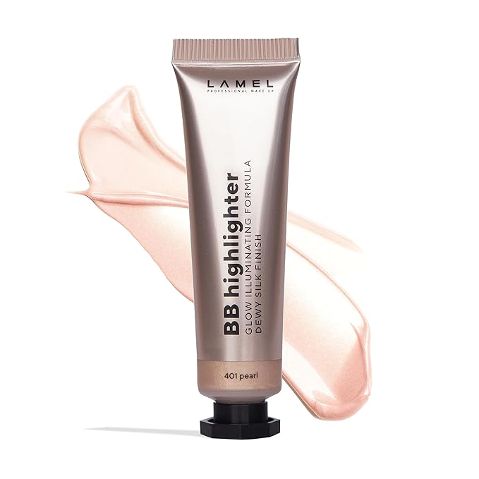 Lamel Dewy Cream BB Highlighter - Lightweight, Buildable and Luxuriously Glossy with Radiant, Natural-looking, Non-Greasy, Moisturizing, and Long-Lasting Formula for Flawless, Skin-Brightening - 401-BrightBean Baby