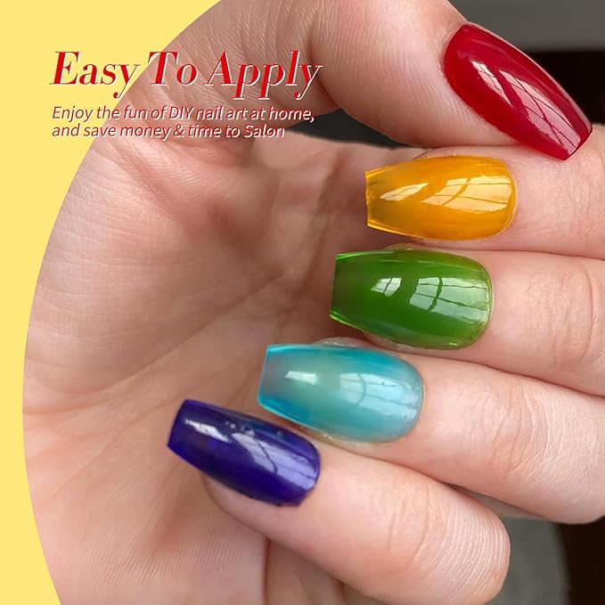 Born Pretty Neon Jelly Gel Nail Polish Glass Crystal Transparent Halloween Collection Soak Off Gel Nail Kit Minicure DIY Gifts 6PCS-BrightBean Baby