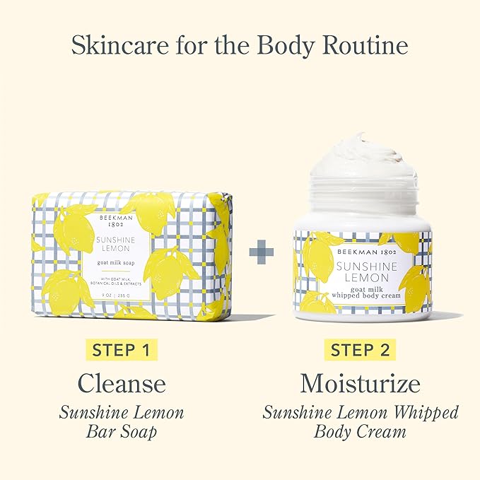 Beekman 1802 Sunshine Lemon Whipped Body Cream - Scented - 8 oz - Moisturizes, Soothes, & Softens - With Coconut Oil and Mango Seed Butter - No Irritation - Good for Sensitive Skin-BrightBean Baby