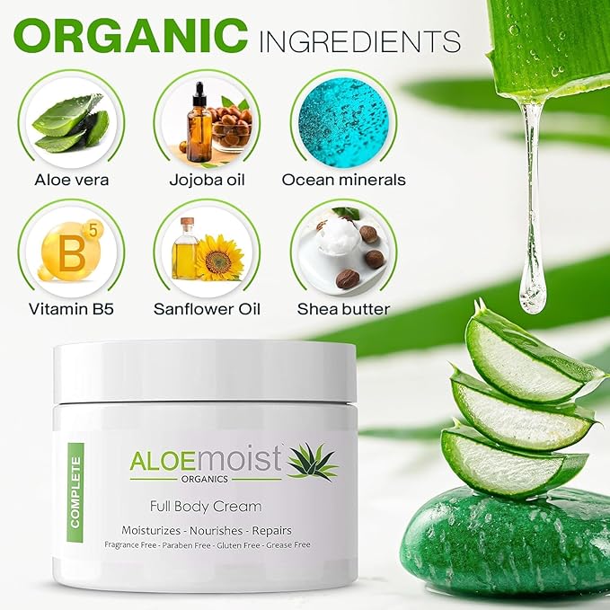 Organic Aloe Vera Lotion - Face & Body Moisturizing Cream with Natural Aloe Vera, Vitamin E Oil, Vitamin C, Retinol Cream, Shea Butter – Anti Aging Face Moisturizer for Women, Dry Skin (2 oz)-BrightBean Baby