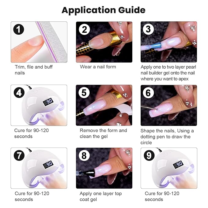 RARJSM Builder Nail Gel Polish Pearl Silver Hard Gel in a Bottle Mermaid Shell Glitter Pearlescent Thick Extension Structure Gel for Nails 15ml Soak Off Curing Requires Salon Home DIY Beginer Use-BrightBean Baby