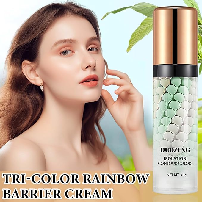 1 Pcs One Step Color Corrector,Natural Isolation Cream,Face Primer Makeup Tricolor Moisturizer,Oil Control & Moisturizing Skin Tone Correcting Primer Concealer Foundation Set B-BrightBean Baby