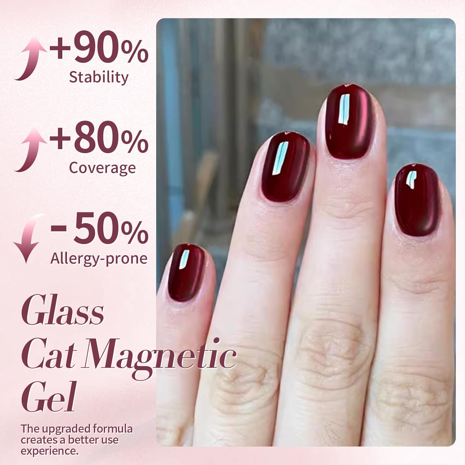BORN PRETTY Cat Magnetic Eye Gel Nail Polish,Red Wine Jelly Glass Magnetic Gel Polish Glitter Soak Off Nail Art Salon Manicure Home Gift 15ml-BrightBean Baby