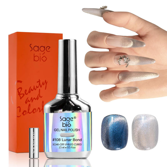 Cat Eye Gel Nail Polish with Magnet Stick, 15ml Magnetic Gel, Create Stunning Cat Eye Effects for DIY Manicures, Long-Lasting, Salon-Quality Finish, Lunar Bond-BrightBean Baby