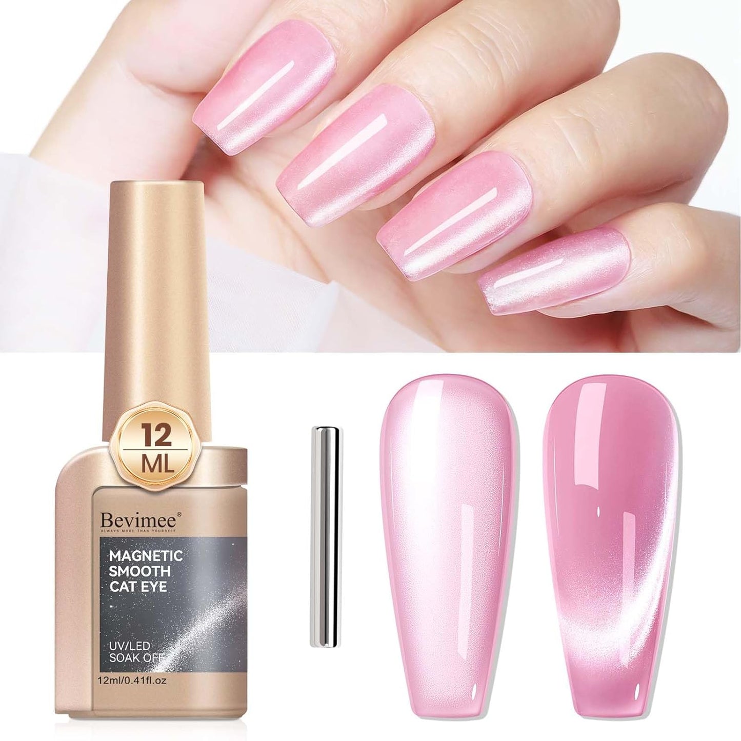 Cat Eye Gel Nail Polish, Moonlight Glitter Holographic Cateye Nail Polish with Magnet 12ML, Magnetic Mirror Glass Ceramics Smoothie UV Gel for Nail Art Manicure DIY at Home-BrightBean Baby