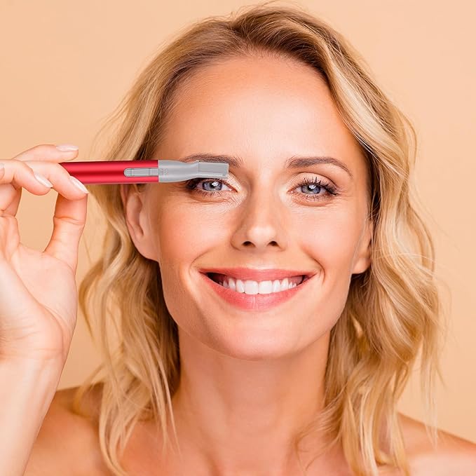 Chumia 2 Pcs Electric Eyebrow Trimmer Women Precision Face Razors Mini Shaver with Comb Christmas Women Gift Battery Operated Personal Epilator for Face Neck Fuzz Lips Leg(Red, Blue)-BrightBean Baby