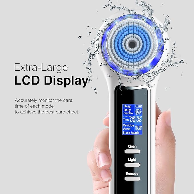 Face Scrubber Exfoliator with LCD Screen,Rechargeable Facial Cleansing Brush IPX7 Waterproof 3 in 1 Blackhead Remover Vacuum for Exfoliating,Massaging and Deep Pore Cleansing-BrightBean Baby