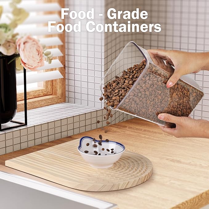 8 Pcs Pop Food Storage Containers Airtight Food Storage Containers Set with Lids Kitchen Pantry Organization and Storage, 3.4Qt, 2.8Qt, 2.1Qt, 1.2Qt