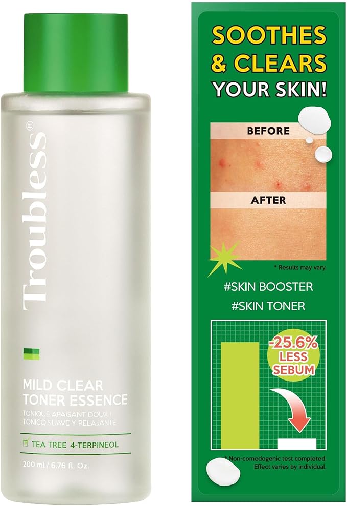 Troubless Mild Clear Toner Essence - Tea Tree Facial Toner for All Skin Types | Hydrating Skin Toner, Daily Skin Care (6.76 fl oz)-BrightBean Baby
