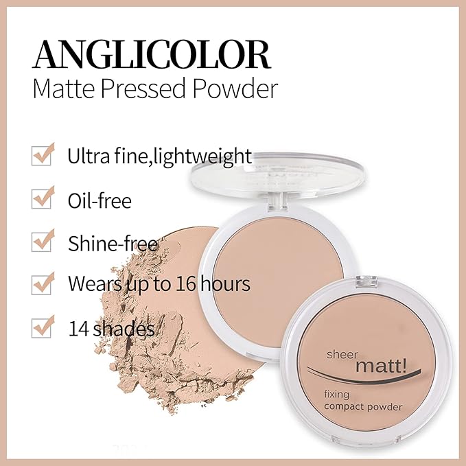 AQUAPURITY - PHOERA Sheer Matte Fixing Powder Makeup Base Fixer Setting Powder Foundation Fixing Compact Pressed Powder Long Lasting Make Up Fixer Skin Vitamin E Beauty Blender (204 Buff Beige…)-BrightBean Baby