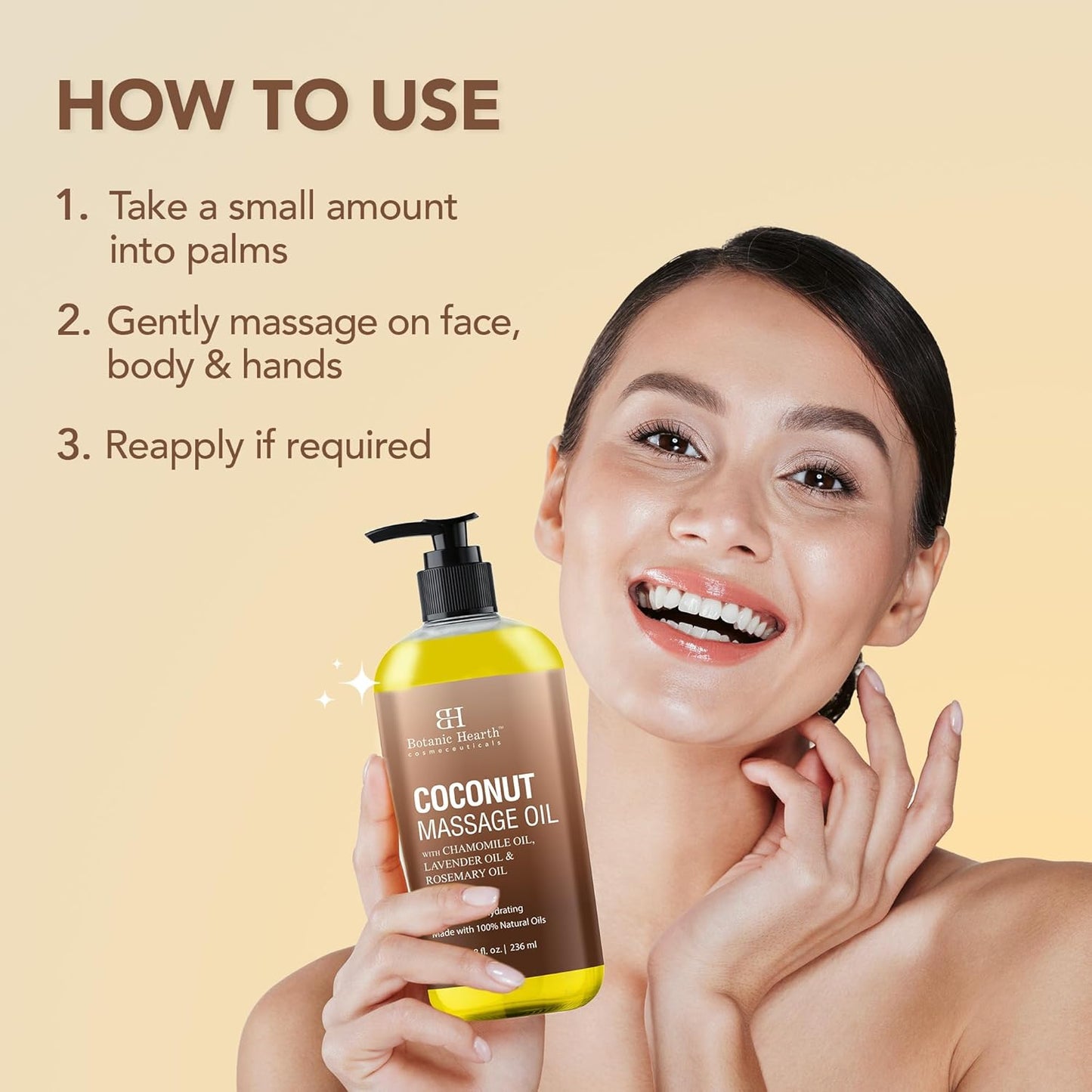 Botanic Hearth Coconut Massage Oil | Ultra|Glide Formula with Soothing Aroma |Made with Natural Oils | All Skin Types, Men & Women | 8 Fl Oz-BrightBean Baby