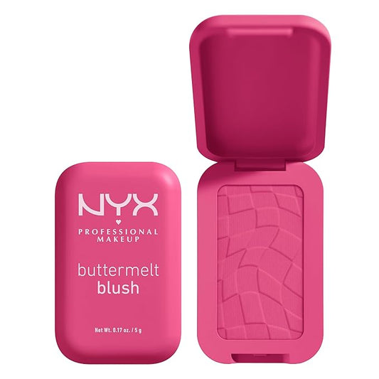 NYX PROFESSIONAL MAKEUP Buttermelt Powder Blush, Fade and Transfer-Resistant Blush, Up to 12HR Make Up Wear, Vegan Formula - Butta With Time-BrightBean Baby