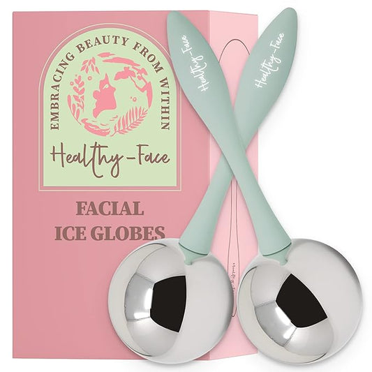 Facial Ice Globes for Face - 360 Stainless Steel face wand Globes Massager For Puffy Eyes & Dark Circles, Stimulates Collagen to Tighten Skin & Shrink Pores, Enhance Circulation & Smooth Looking Skin-BrightBean Baby