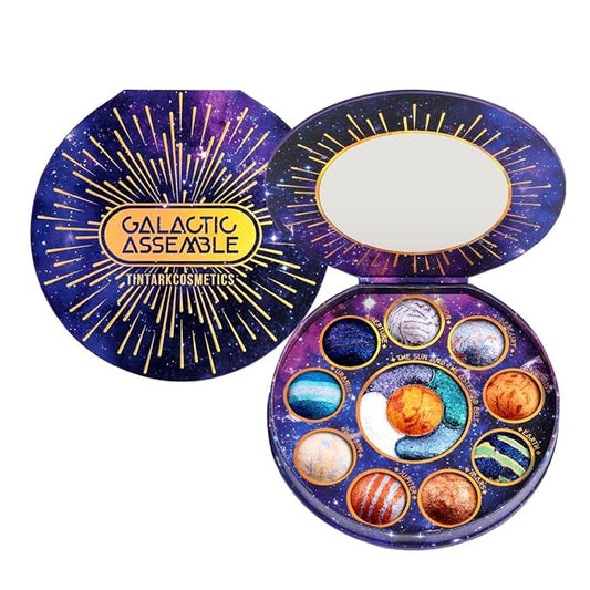 Galactic Assemble Eyeshadow Palette 14 Colors Glitter Shimmer Metallic Eye Shadow Pallet Blue Galaxy Eye Makeup Palettes Create Space-like Eyes Make up Orange Gifts for Women Girls-BrightBean Baby