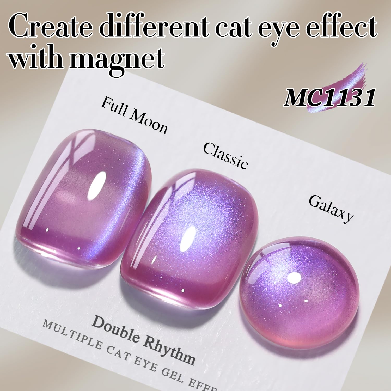 Double Rhythm 15ML Ice Glass Cat Eye Gel Polish with Magnet Holographic Glitter Shimmer Translucent Sheer Color Salon Soak Off Magnetic Nail at Home (Rose Violet-MC1131)-BrightBean Baby