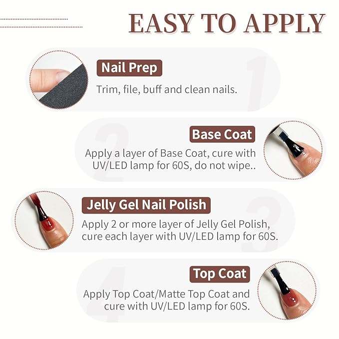 JODSONE 23PCS Gel Nail Polish Set 20 translucent Jelly Color Natural and Elegant Long Lasting Suitable for Home and Salon-BrightBean Baby