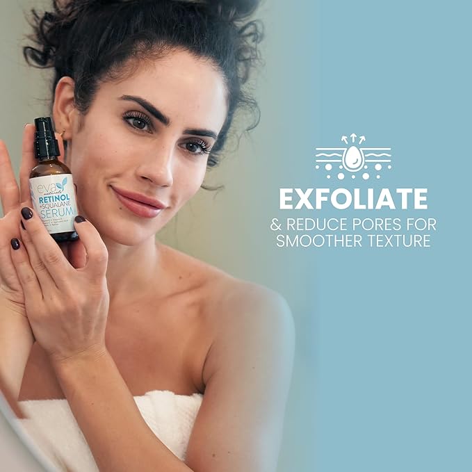 Eva Naturals Retinol + Squalane Serum – Anti Aging Face Serum for Wrinkles, Collagen Boost, Eye & Night Use – Retinoid Skin Care for Acne, Pores, Dark Spots & Sensitive Skin-BrightBean Baby