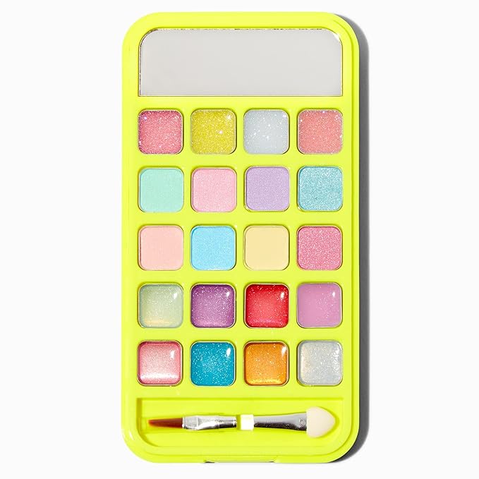 Claire's Makeup Kits - Glittery Bright Yellow Cell phone Shaped Eyeshadow and Lip Kit for Girls - Perfect For Young Girls!-BrightBean Baby
