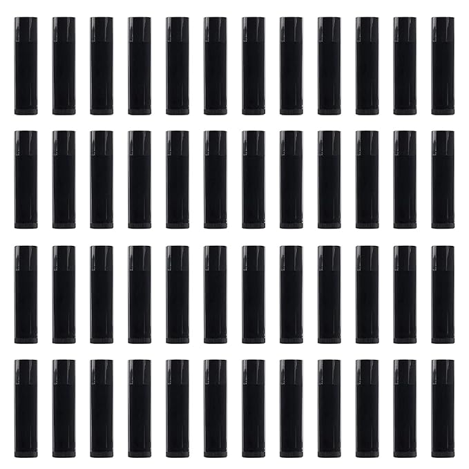 RONRONS 50 Pieces Refillable Lip Balm Crafting Tubes, 5ml Black Empty Lip Balm Tubes Containers, Mini Twist-up Lip Gloss Tube Homemade Deodorant Bottles DIY Cosmetics Makeup Tools Accessories-BrightBean Baby