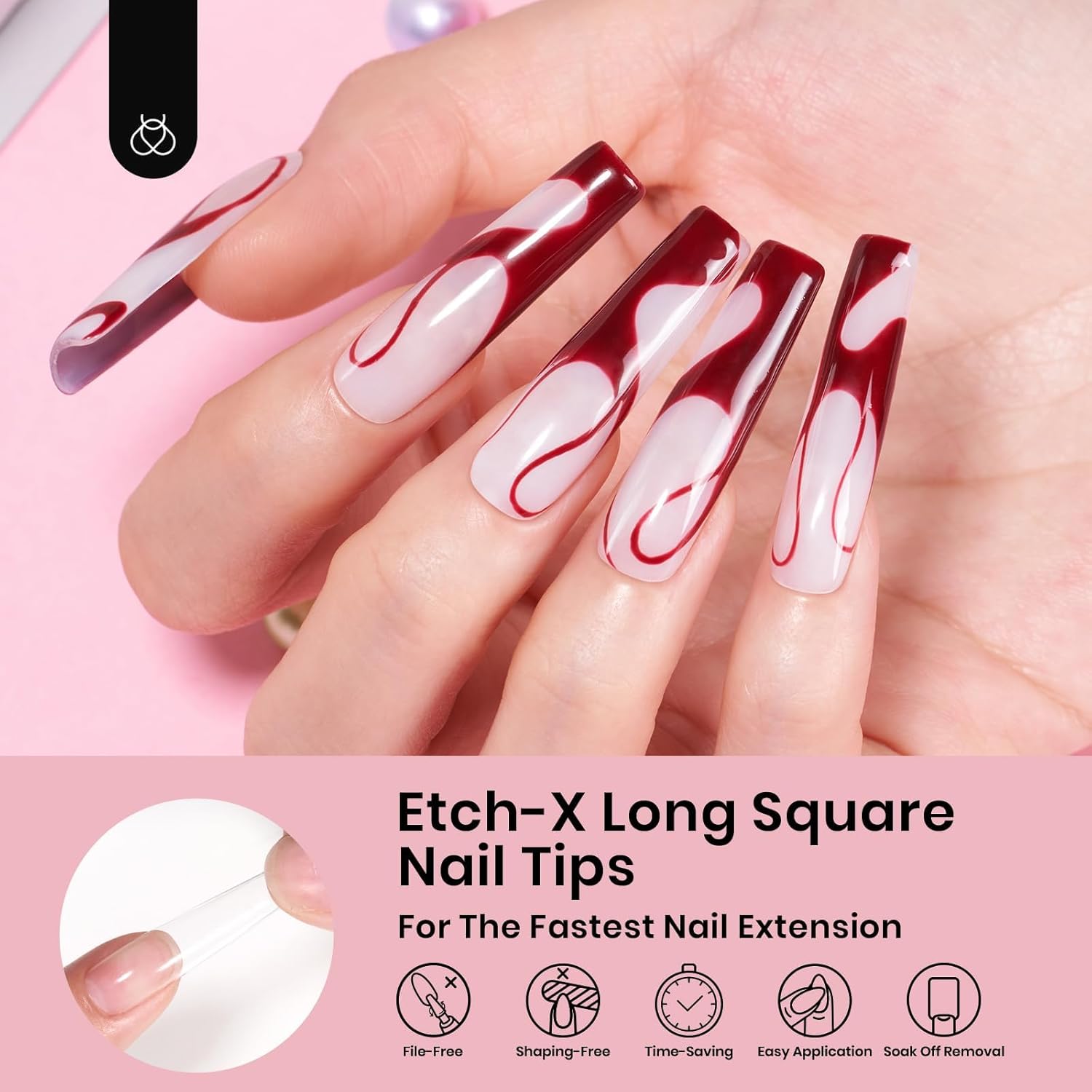 Beetles Gel Nail Tips Long Square 10 Sizes, 288Pcs Pre Shaped Half Matte Press On Nails Gelly Tips False Nails for Gel Nail DIY Art Nail Extensions Acrylic Nails Gift-BrightBean Baby
