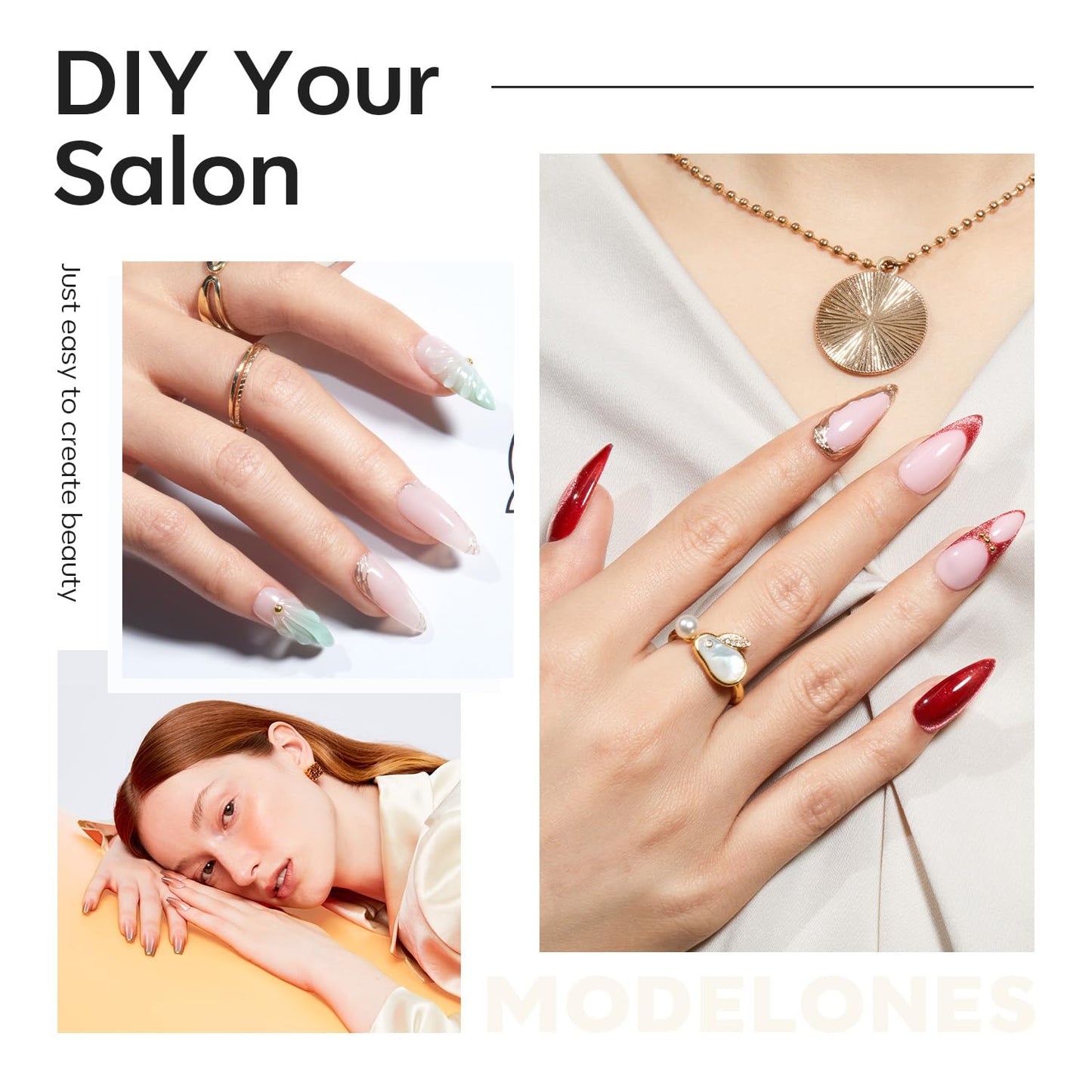 Modelones Medium Stiletto Fake Nail Tips - 510Pcs Gel Tips Pre-shaped Half Matte Full Cover Clear Acrylic Gel Kit False Press on Nails for Extension DIY Salon 15Sizes-BrightBean Baby