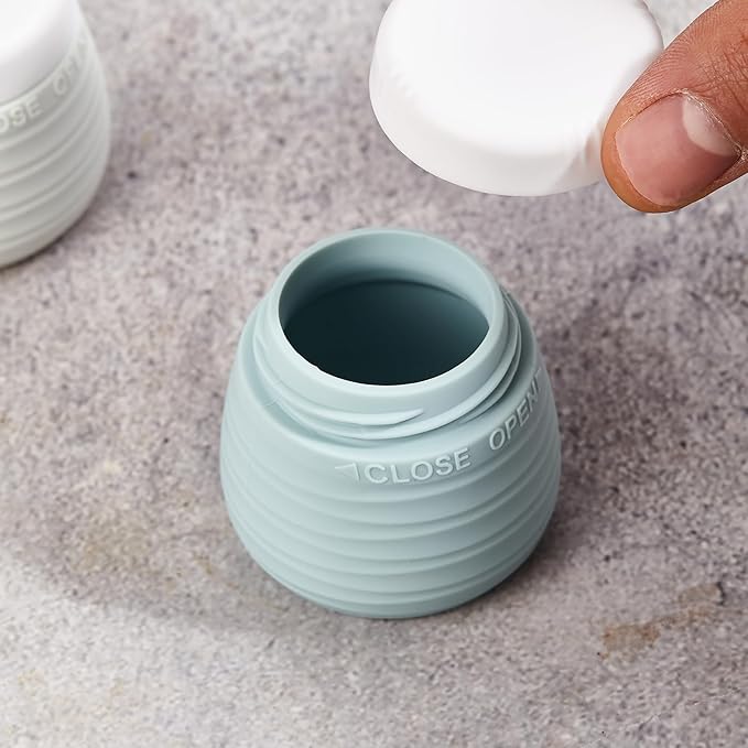 Travel Containers for Toiletries, 1.7oz Travel Size Premium Silicone Cosmetic Cream Jars, TSA Approved Leak-Proof Refillable Accessories W/Toiletry Bag for Cosmetic Face Body Cream(Gray)-BrightBean Baby